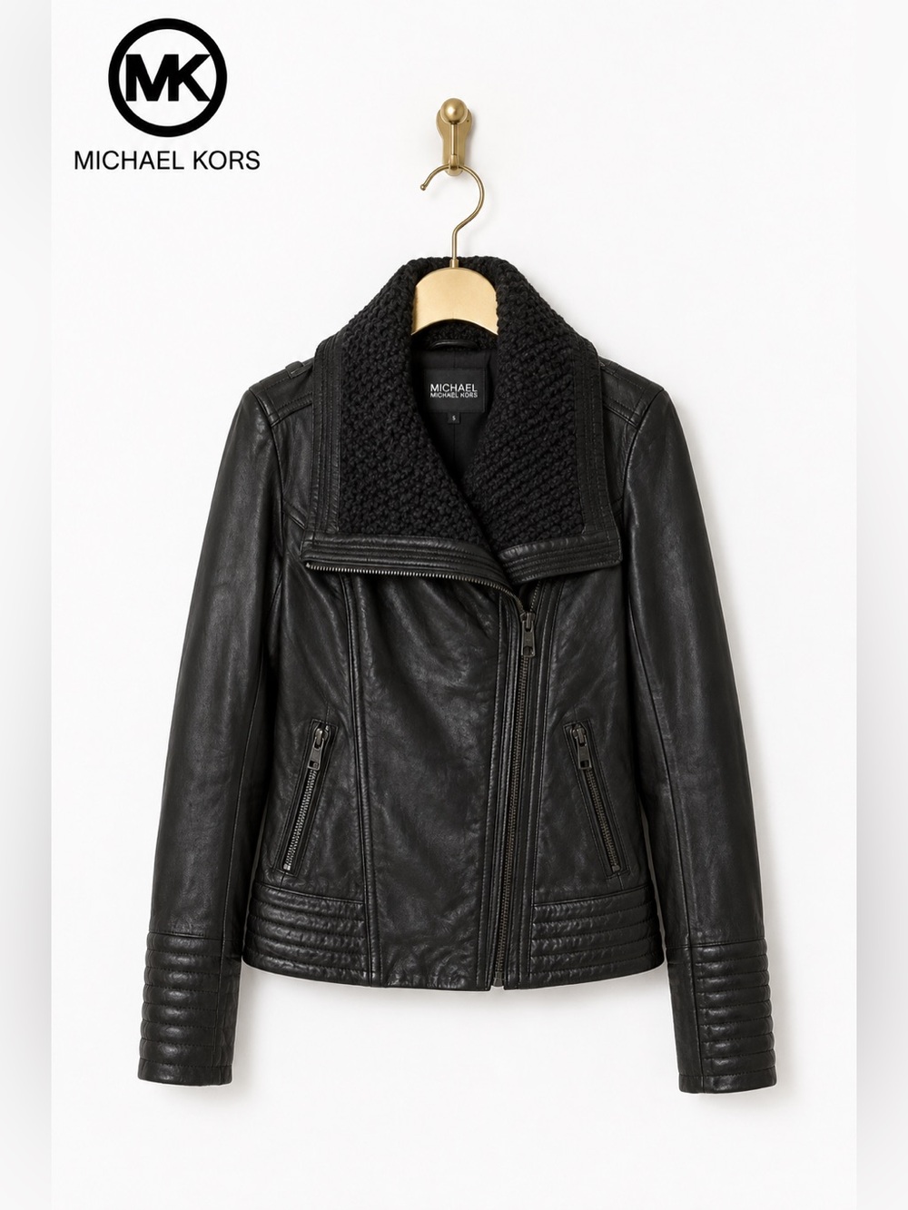 Michael Kors Leather Jacket with Quilted Accents NWOT!